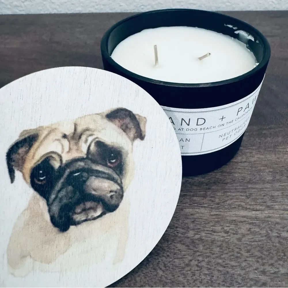 Pug Dog Ocean Mist Sand + Paws Jar Candle